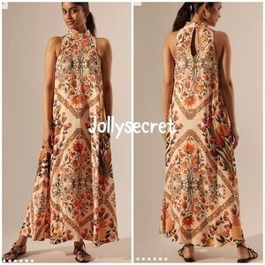 💋Anthropologie Farm Rio Halter Maxi dress size XS
